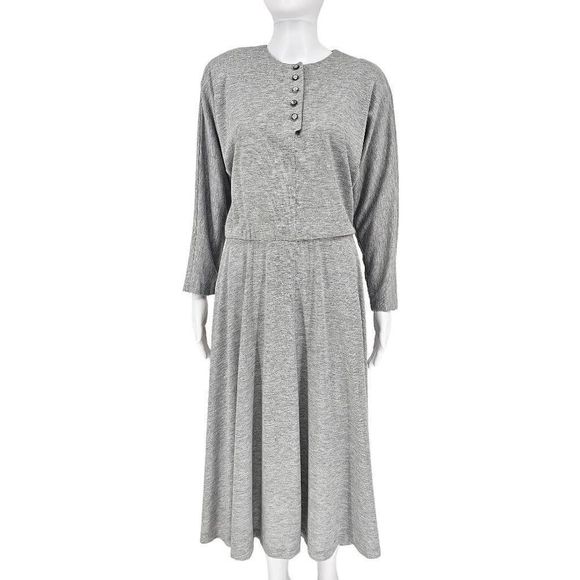 Vintage 70's Union Label Midi Dress Gray XL - Picture 1 of 8